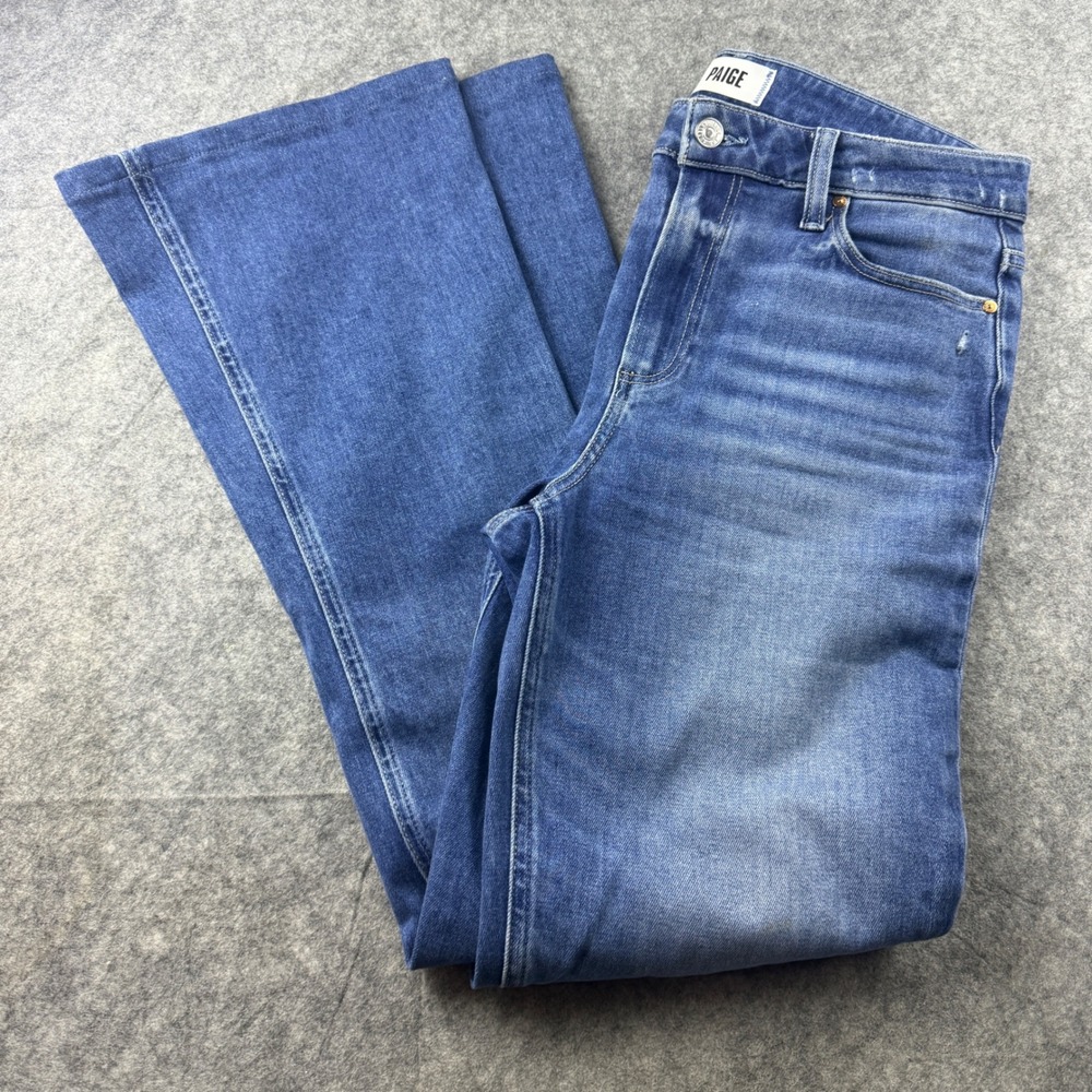 PAIGE Laurel Canyon High Rise Flare Jeans Medium Wash Distressed Size 29 31x30